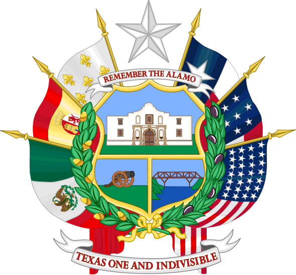 Your Guide To The Six Flags Over Texas - Reverse Side Of The Texas State Seal (590x547), Png Download