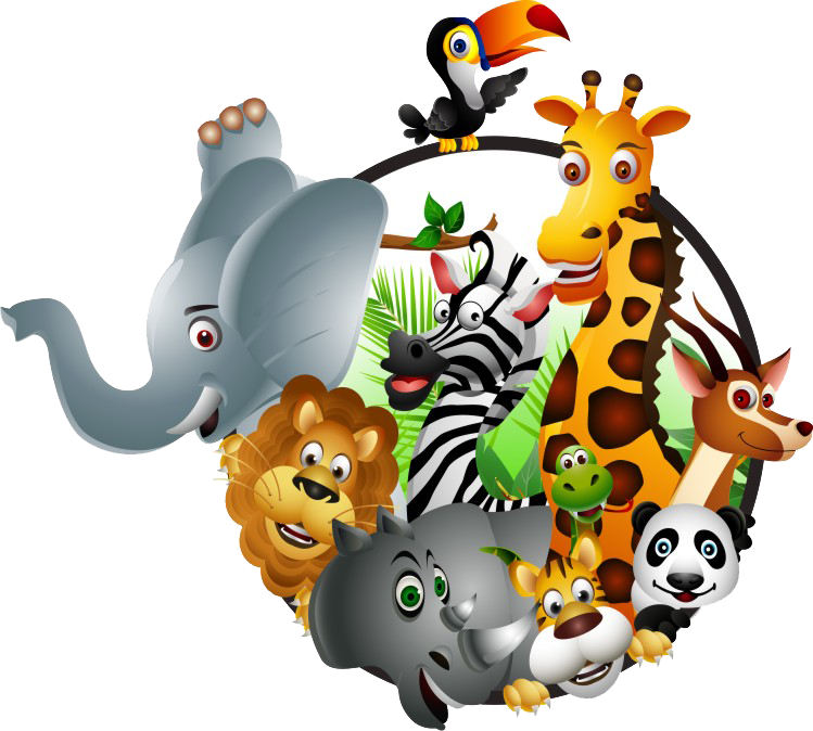 Animal Kingdom Clipart Safari Kid - Cartoon Wildlife (749x674), Png Download