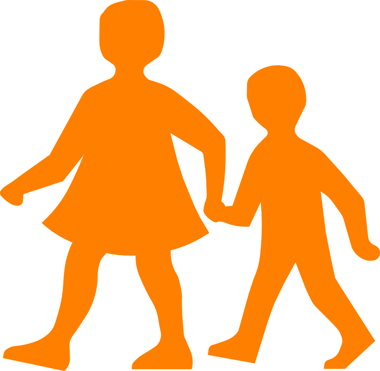 Friends Silhouette Clip Art - Children Walking Clipart (736x720), Png Download