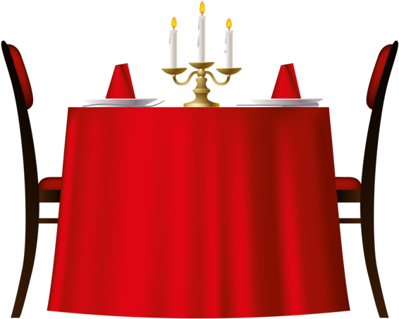 Red Romantic Table Png Image (600x469), Png Download