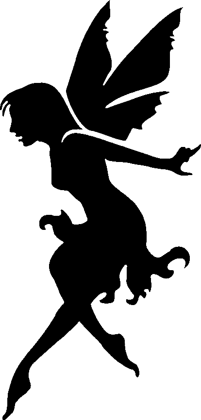 Glitter Tattoo Stencil Fairy On Tip Toe - Free Fairy Silhouette Png (414x866), Png Download