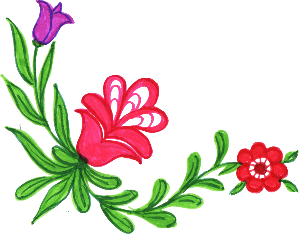 8 Colorful Flower Corner Vol - มุม ดอกไม้ Png (1024x802), Png Download