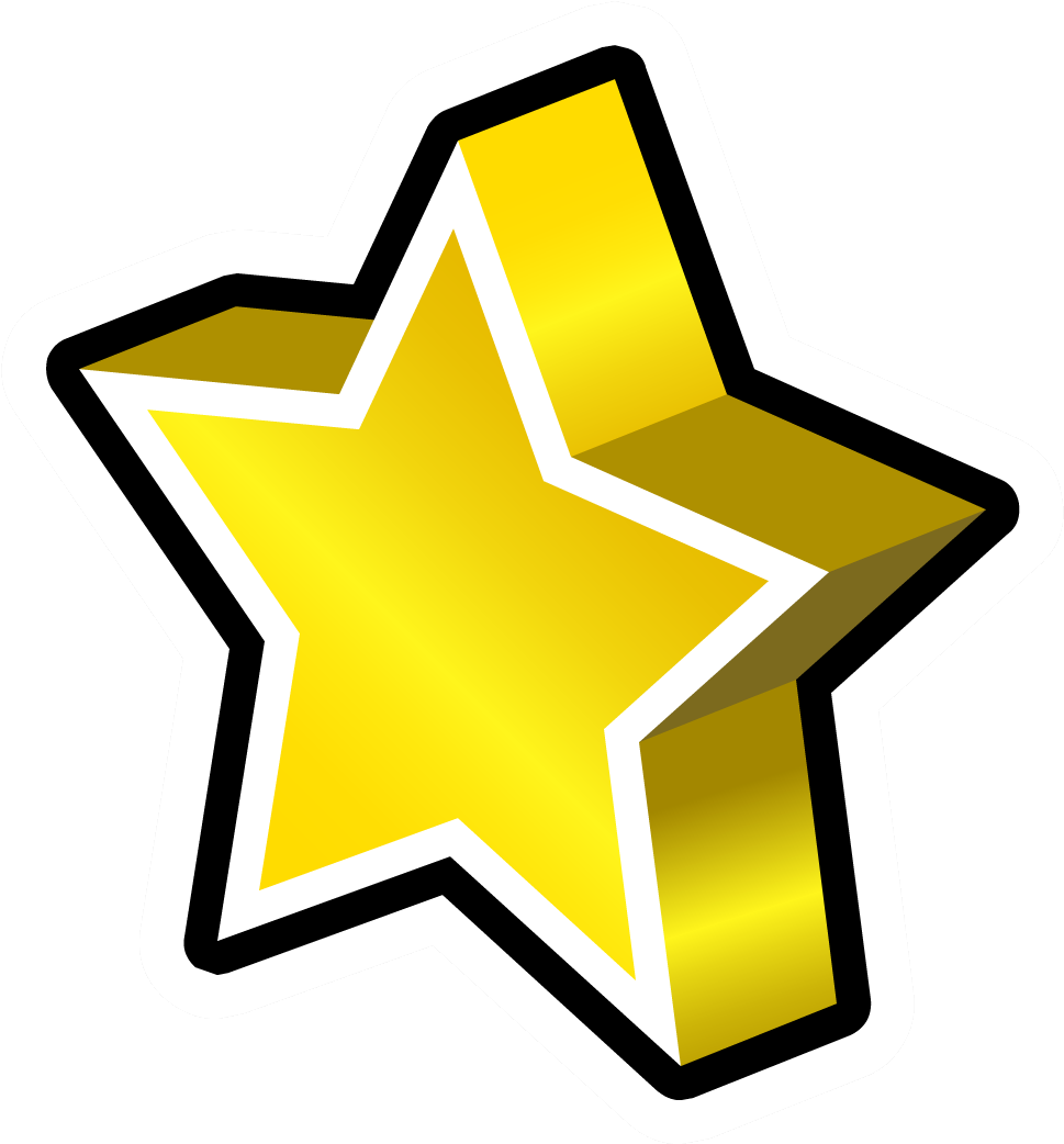 Gold Star Pin - Club Penguin Star Pin (1041x1041), Png Download