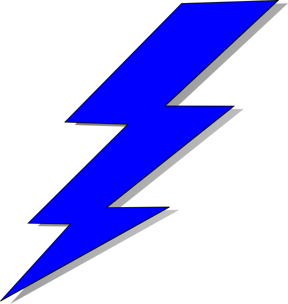 Blue Bolt - Bin - - Blue And Yellow Lightning Bolt (564x596), Png Download