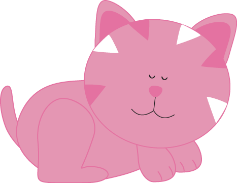 Pink Cat Sleeping - Pink Cat Clipart (467x361), Png Download