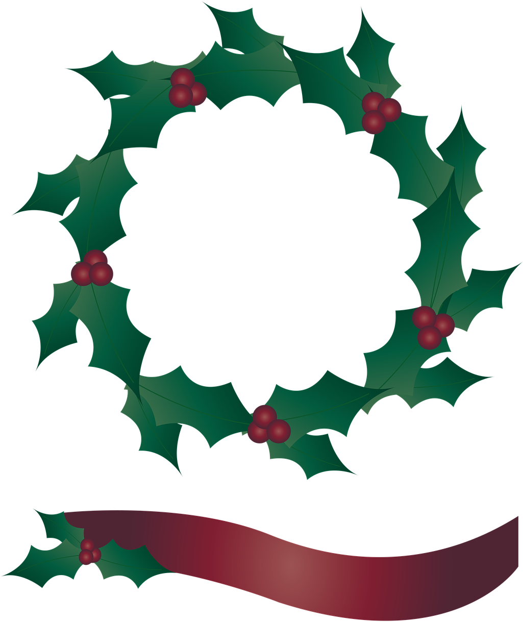 Holly - Wreath (500x599), Png Download