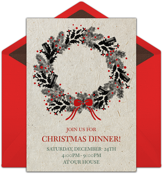 Holiday Wreath Online Invitation - Wreath (650x650), Png Download