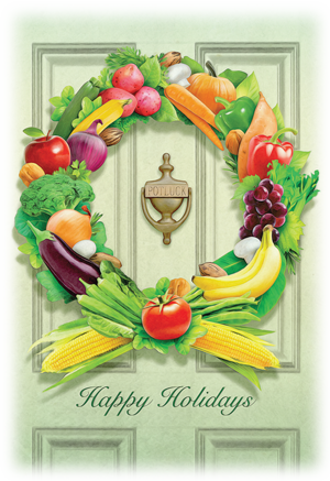 Fruit And Vegetable Wreath On Door - Fruit (300x437), Png Download