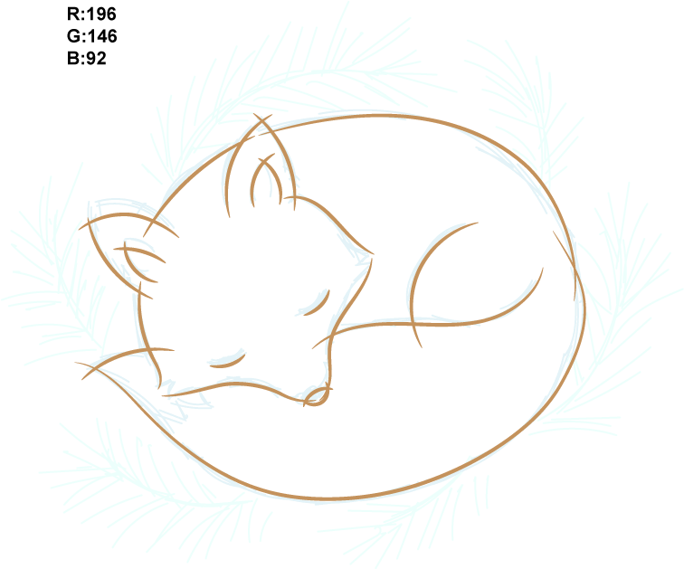 Sleeping Fox Drawing Outline - Sleeping Fox Outline (850x850), Png Download