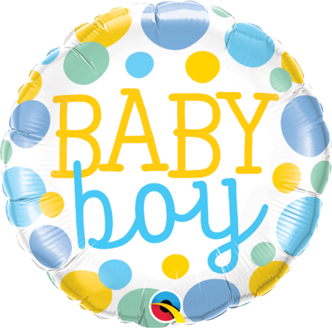Baby Boy Dots Balloon - 18"pkg Baby Boy Dots (480x474), Png Download