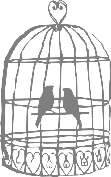 Drawn Birdcage Black And White - Bird Cage Clip Art Png (372x593), Png Download
