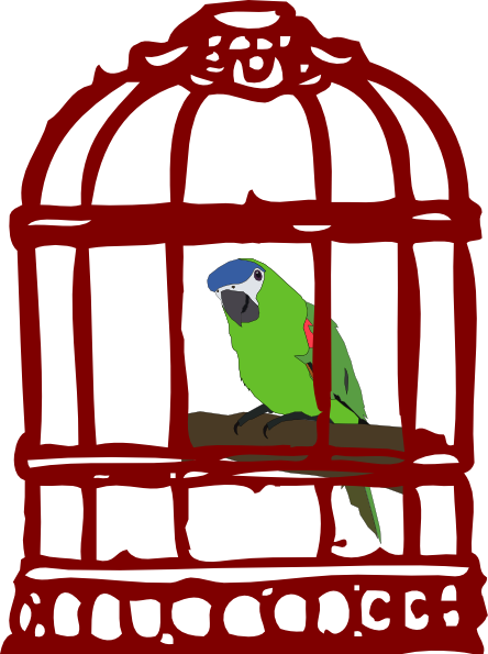 Banner Library Bird Cage Clipart - Bird In A Cage Clipart (444x595), Png Download