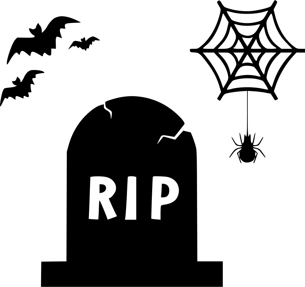 Grave Gravestone Graveyard Ripbats Spider Bug Comments - Web Emoji (980x924), Png Download