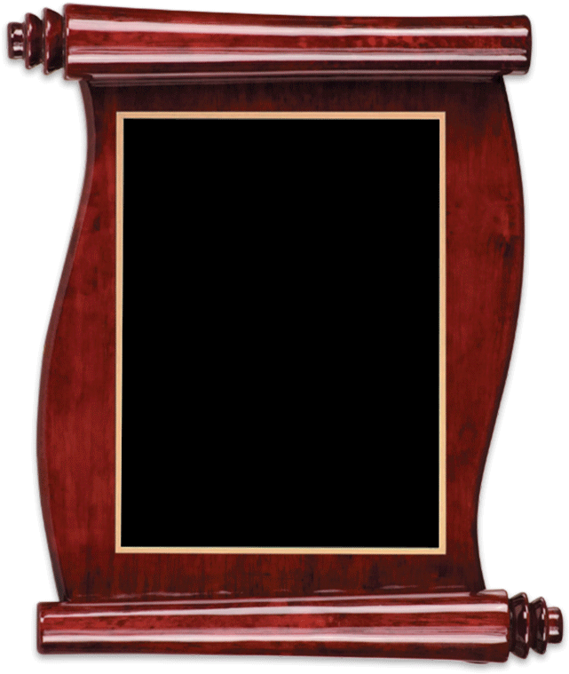Blank Piano Finish Rosewood Plaque - Rosewood Piano Finish Scroll Plaque (800x800), Png Download