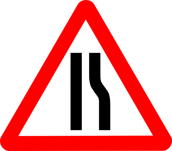 Narrow Road Ahead Sign (600x527), Png Download