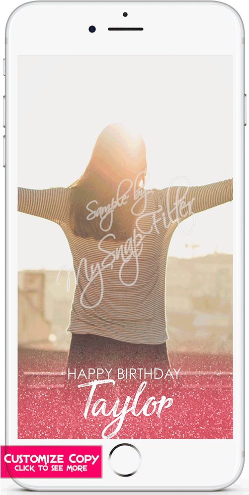 Pink Glitter Sparkle Birthday Snapchat Filter (1000x1000), Png Download
