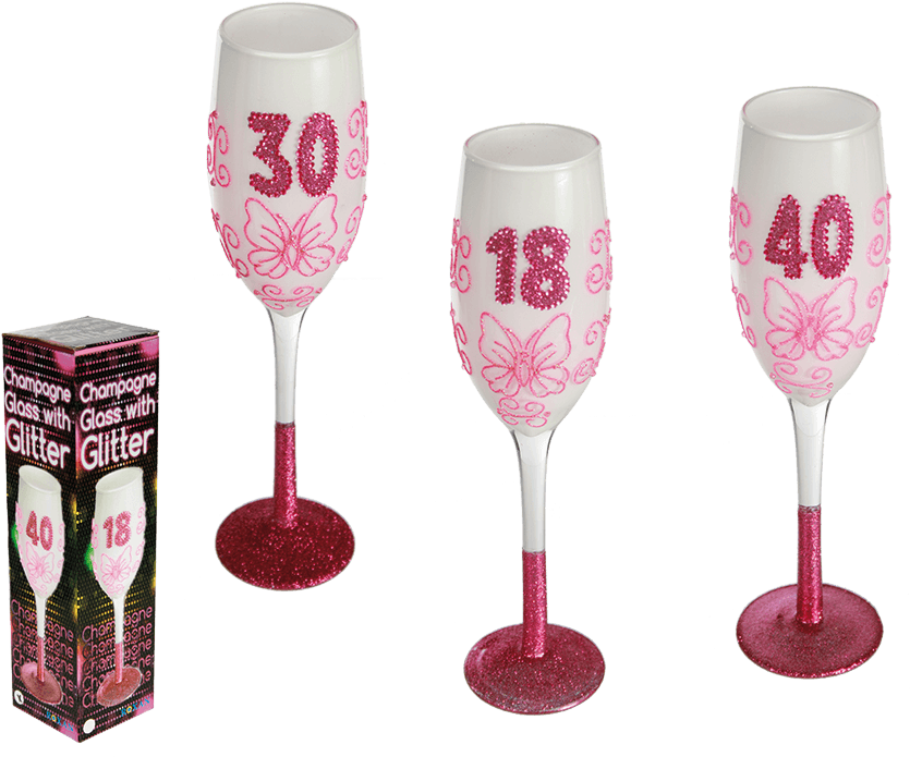 Black Champagne Glass With Pink Glitter Love (945x709), Png Download