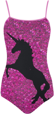 Unicorn On Pink Glitter Strap Swimsuit - Unicorn Fantasy Dome Pink Glitter Pendent Necklace (500x500), Png Download