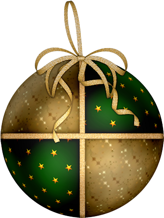 Bolas De Navidad - Gold Green Christmas Ball Clipart (376x495), Png Download