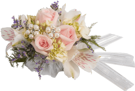 Hydrangea & Pink Sweetheart Corsage • - Hydrangea (500x611), Png Download