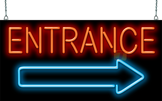 Entrance With Arrow Neon Sign - Neon Sign Arrow (550x344), Png Download