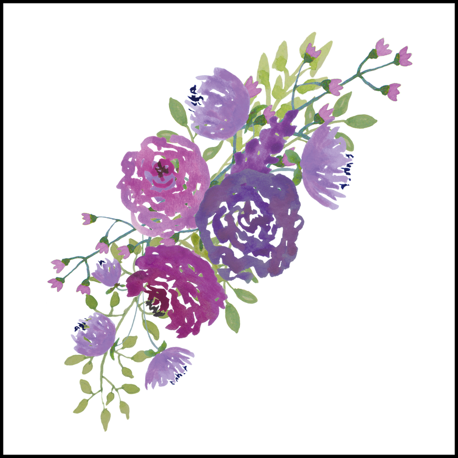 Appealing Prettythingsforyou Purple Pics Of Wedding - Purple Watercolor Flowers Clipart (908x907), Png Download