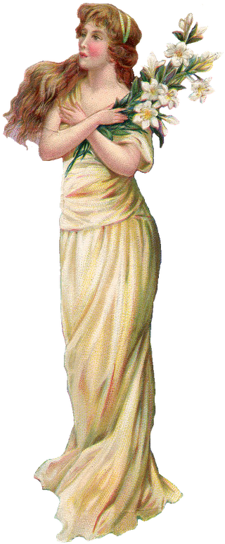 Vintage Clip Art Woman With Lily's Easter Png Free - Twelve Powers Of Man [book] (331x800), Png Download