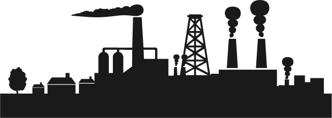 City Skyline Silhouette - Eco Factory (653x232), Png Download