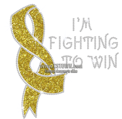 I'm Fighting To Win With Yellow Ribbon Iron On Glitter - Emblem (450x450), Png Download