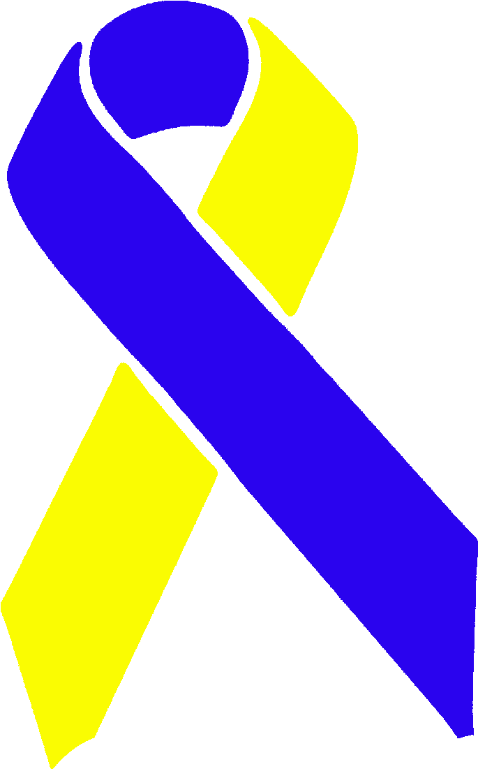 Blue And Yellow Ribbon (751x1100), Png Download