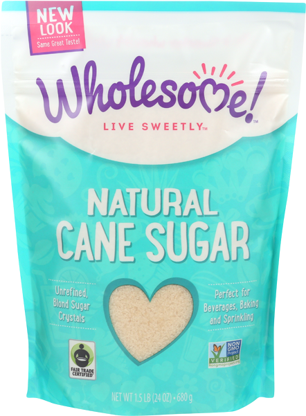 Wholesome Sweeteners Sugar Cane Fair Trade Organic - Wholesome! - Natural Cane Sugar ( 12 - 1.5 #) (650x650), Png Download