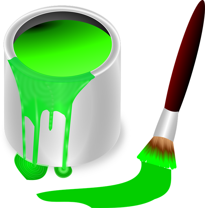 Bucket, Color, Green, Brush, Painting, Paint, Tool - Pintura De Color Verde (630x640), Png Download