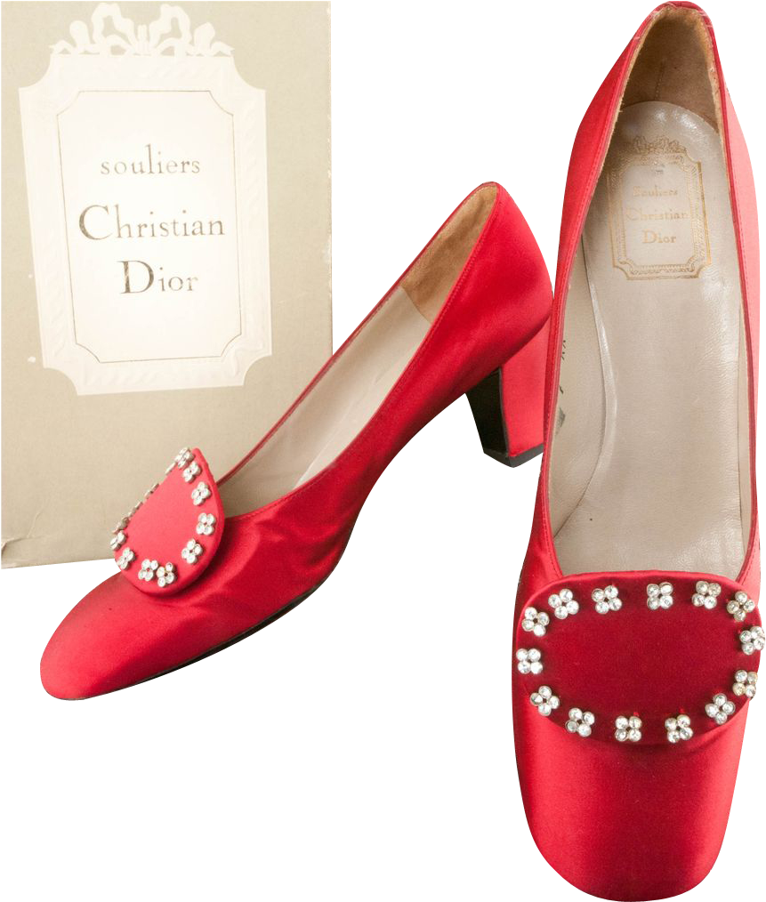 Christian Dior *ca 1958 Red Satin Shoes *no 463487 - Vintage Christian Dior Shoes (1013x1013), Png Download