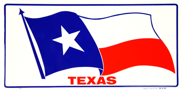 354 - Texas Flag - Texas State Flag Embossed Metal License Plate Auto (600x300), Png Download