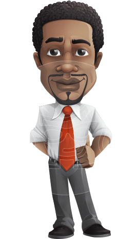 African American Male Character With A Black Hair - African American Businessman Cartoon (284x464), Png Download