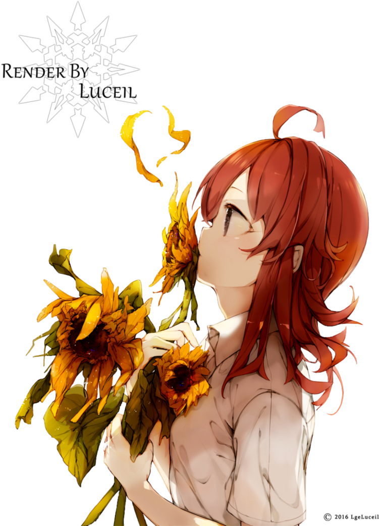 Anime Girl With Red By Lgeluceil On - Ginger Hair Anime Girl (766x1042), Png Download