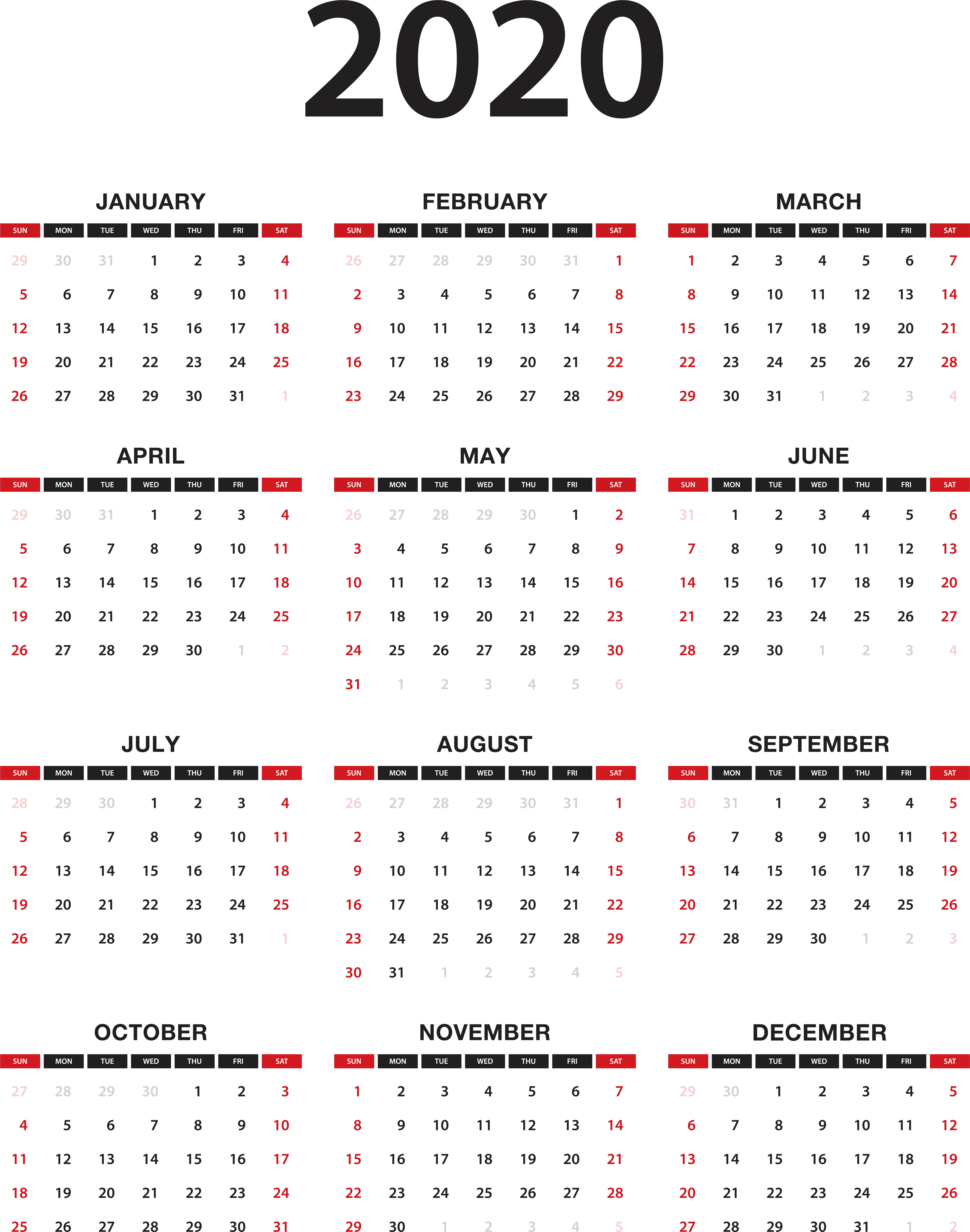 Calendar Clipart Png (6290x8000), Png Download