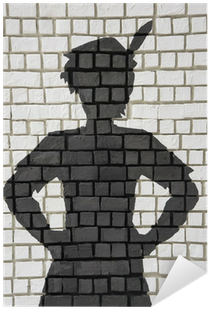 Painted Silhouette Peter Pan On Wall Sticker • Pixers® - Stock Photography (400x400), Png Download