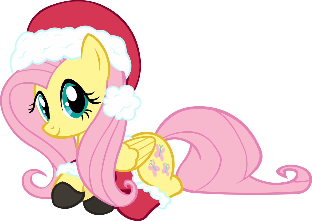 Doctor-g, Christmas, Clothes, Fluttershy, Hat, Safe, - Fluttershy In Santa Hat (1280x910), Png Download