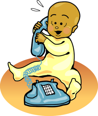Baby On Phone - Talking Baby Clip Art (337x400), Png Download
