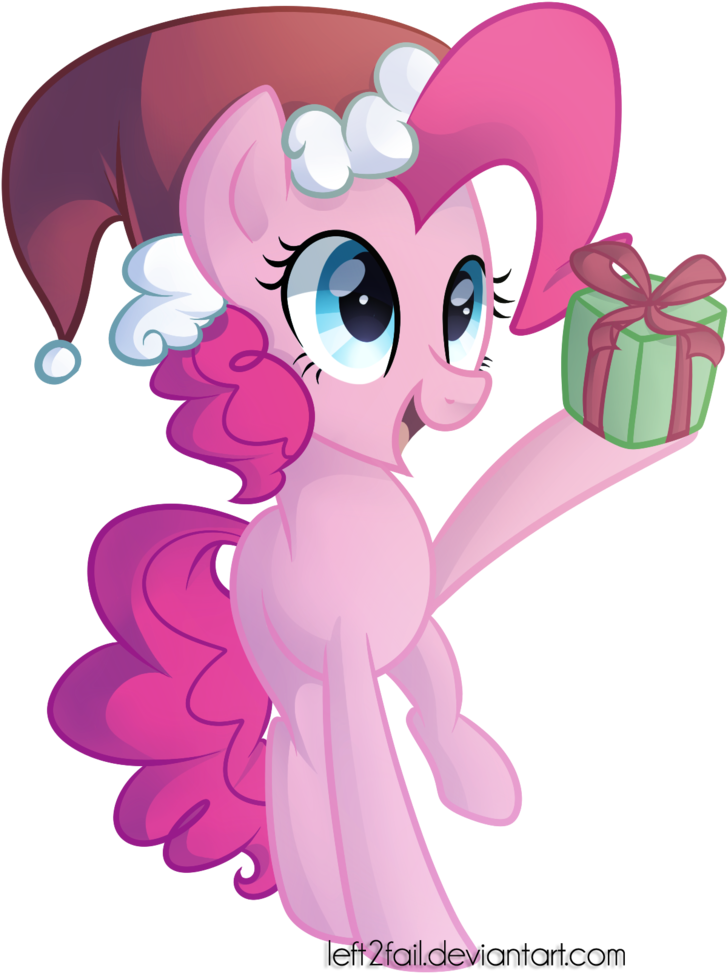 Drawntildawn, Hat, Pinkie Pie, Present, Safe, Santa - Пинки Пай На Новый Год (824x1024), Png Download