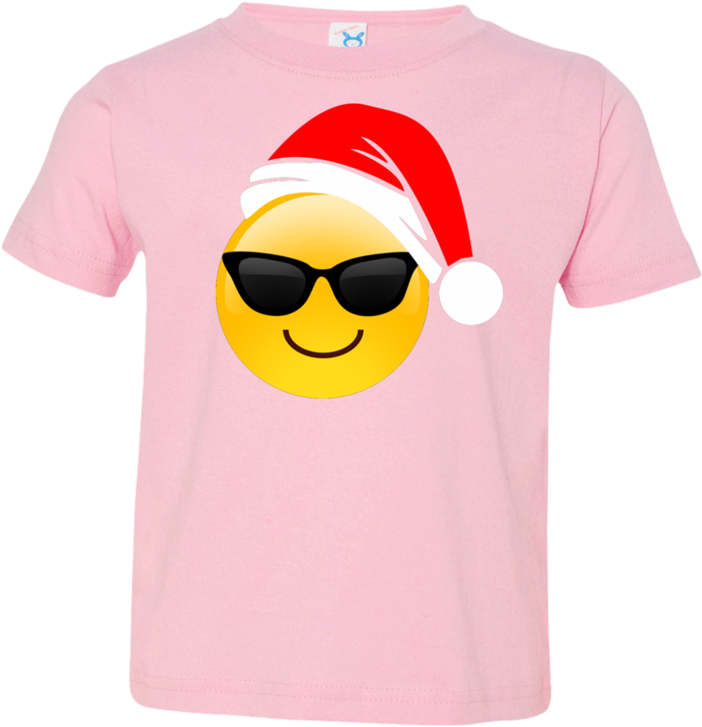 Emoji Christmas Shirt Cool Sunglasses Santa Hat Family - Sunglasses Cool Emoji Magnet Decal Perfect For Car (1060x1060), Png Download
