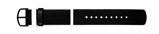 Black Leather Strap, 20 Mm - Watch Strap (650x279), Png Download