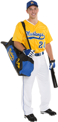 Game Day Uniform - Royal Blue And Gold Baseball Uniforms (256x480), Png Download