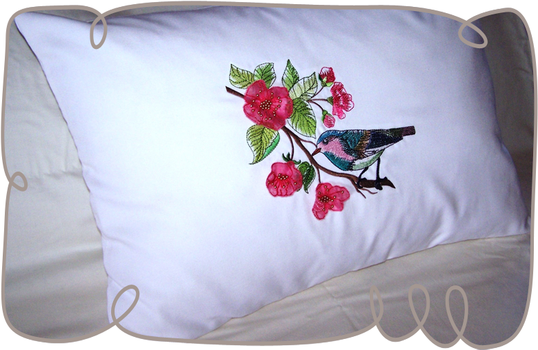 Watercolor Bird With 3d Blossoms - Pintura Textil De Aves (800x800), Png Download