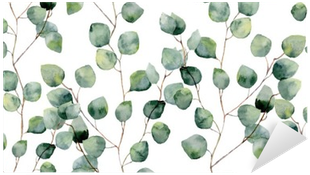 Watercolor Green Floral Seamless Pattern With Eucalyptus - Eucalyptus Background (400x400), Png Download
