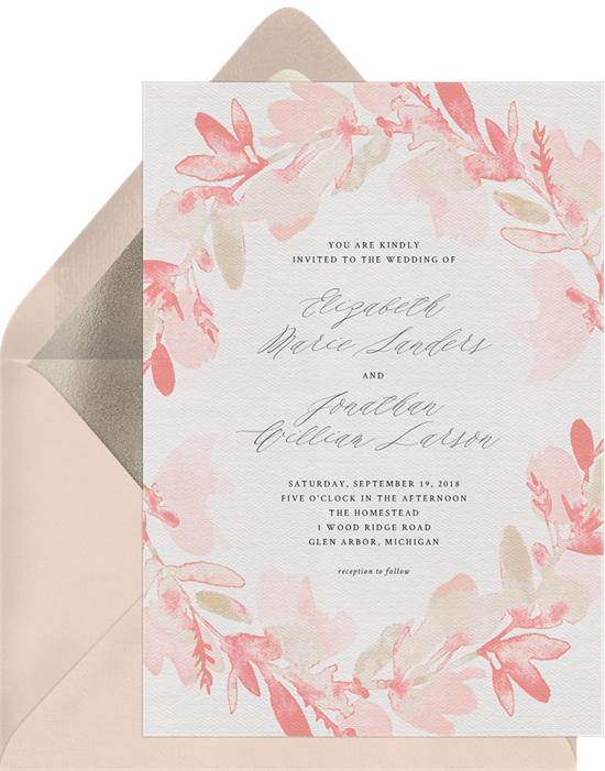 Watercolor Floral Wreath By A Fresh Bunch - Envelope (550x701), Png Download