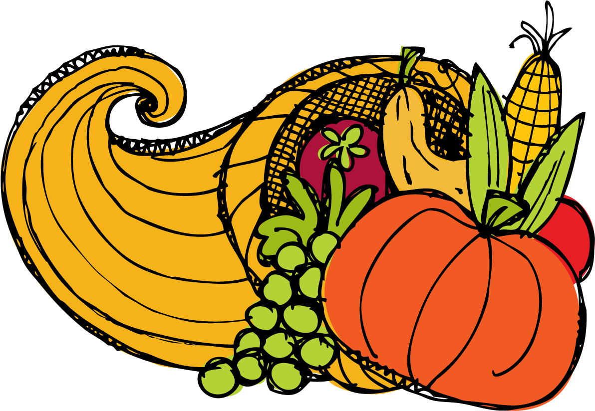 Cornucopia Clipart Transparent - Thanksgiving Clipart Melonheadz (1201x835), Png Download