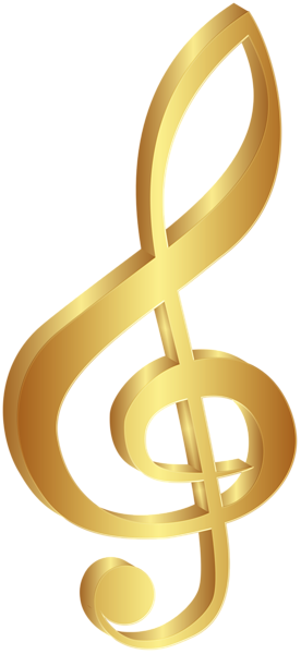 Gold Treble Clef Transparent Png Image - Gold Treble Clef Png (276x600), Png Download