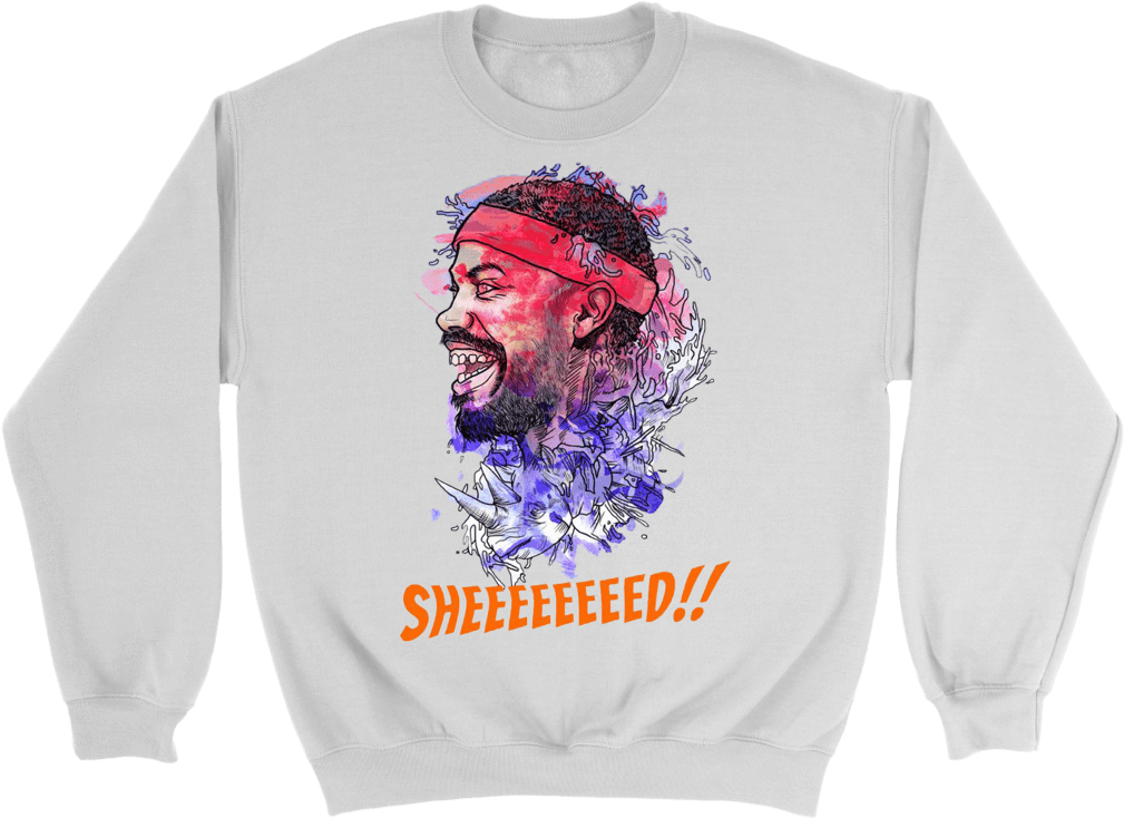 Crewneck Sweatshirt / White / S Rasheed Wallace Watercolor - Crew Neck (1024x1024), Png Download